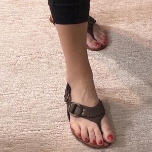 Coach Brown Suede Sandals with Buckle Detail